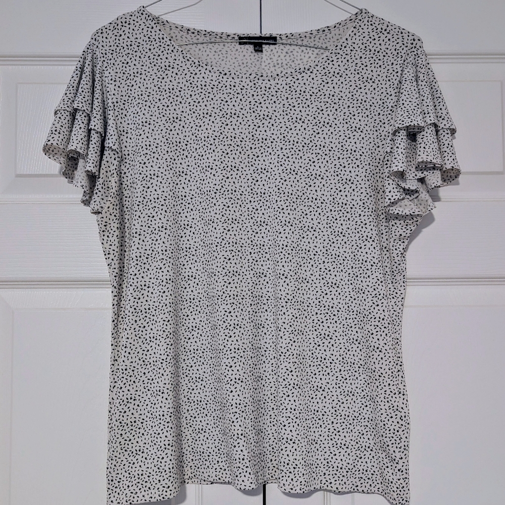 Adrianna Papell White Speckled Top